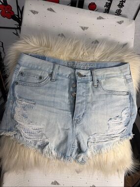 American Eagle Outfitters Light Blue Distressed Denim Jean Shorts